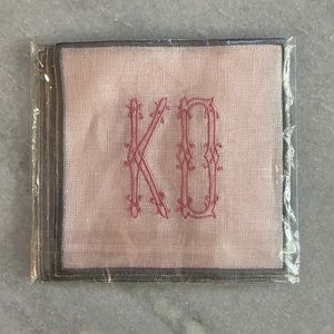 Monogrammed Cocktail Napkins / Coasters Set of 4 - Initials KO